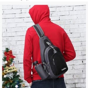 AmHoo Sling Backpack Waterproof Daypack Small Black and Gray NWT